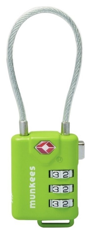 Munkees 3609 брелок-замок TSA Cable Combi Lock lime, 3609-LM