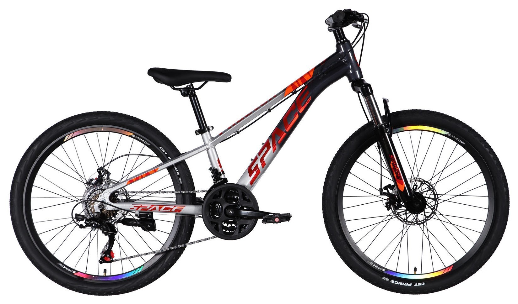 Велосипед AL 24" SPACE PHAETON DD FR рама-11" серо-серебристый 2026, OPS-SP-24-072