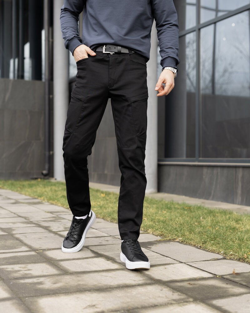 Штани карго чоловічі чорні базові котонові Pobedov Skystone, POB_00000008554