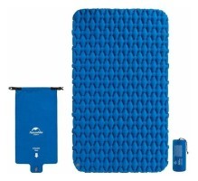 Килимок надувний двомісний з надувним мішком Naturehike FC-11 NH19Z055-P, 65мм, блакитний