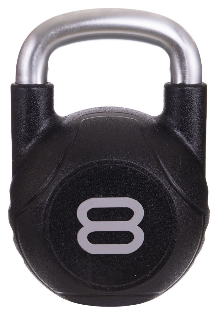 Гиря цільна з поліуретановим покриттям та хромованою ручкою Zelart TA-2681-8 8кг (MD2220-8) (метал, PU, чорний), RNS_TA-2681-8