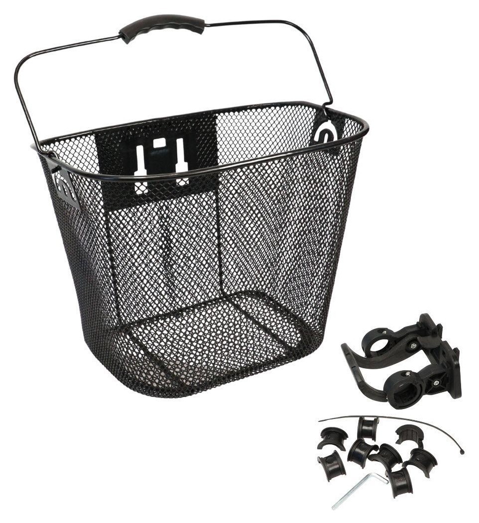 Кошик Сталь на кермо 24-28" 350*240*260 мм без стійки без кронштейна " CK-010X чорний з ручкою, швидкоз'ємне кріплення, BSK-066