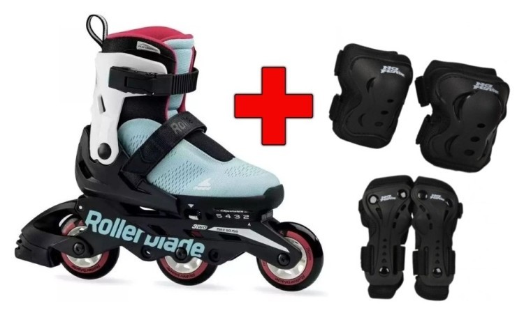 Комплект роликовые коньки Rollerblade Microblade Free 3WD G Blue + защита + защита, RLK_493513