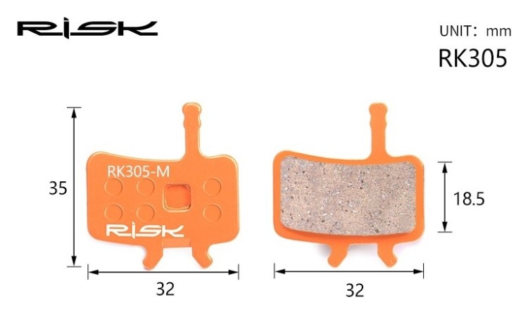 Колодки гальмiвнi полуметал пiд дисковi гальма RISK RK305-S  Пiдходить пiд дисковi гальма AVID BB7，Juicy3/5/7, BRS-030