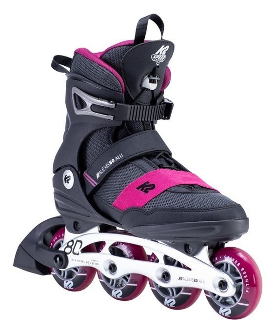 Роликові коньки для дорослих K2 ALEXIS 80 ALU W 35 (5.0US) 220мм Black/dark grey/pink (30E0270.1.1), RCH_19372