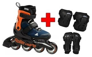 Комплект роликовые коньки Rollerblade Microblade Midnight Blue + защита