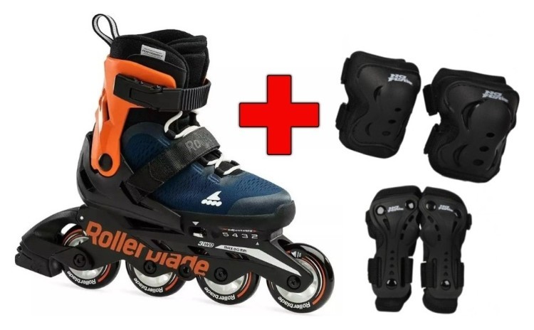 Комплект роликовые коньки Rollerblade Microblade Midnight Blue + защита + защита, RLK_493517