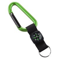 Munkees 3228 карабин 8 мм с стрипом, компасом, keyring grass green