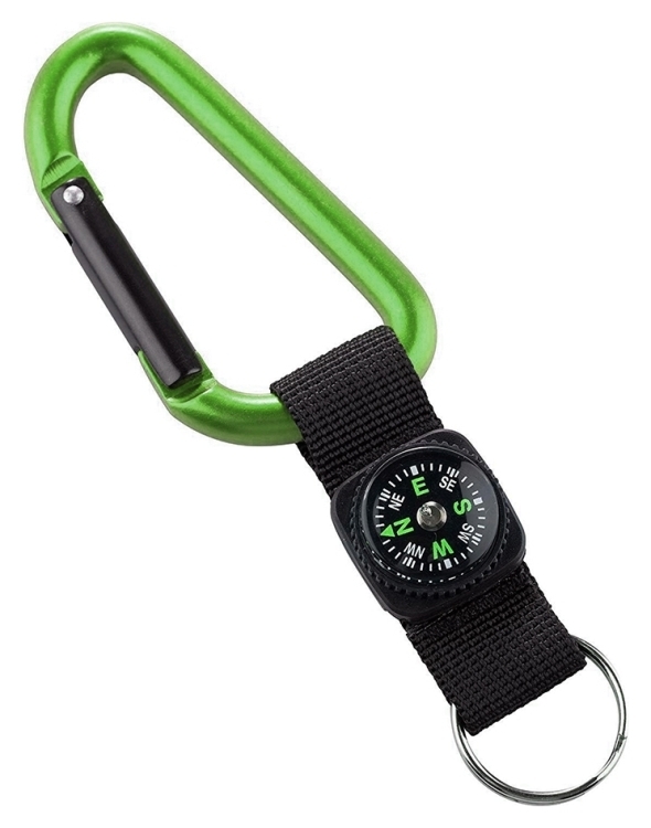 Munkees 3228 карабін 8 мм з strap, compass, keyring grass green, 3228-GG