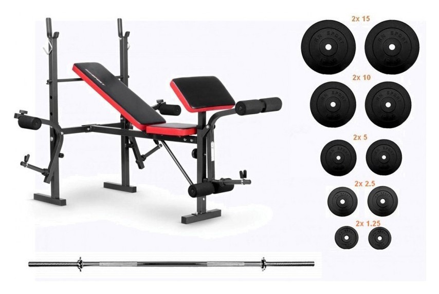 Скамейка для жима EverTop и штанга 75 кг RN-Sport, RNS_EV075