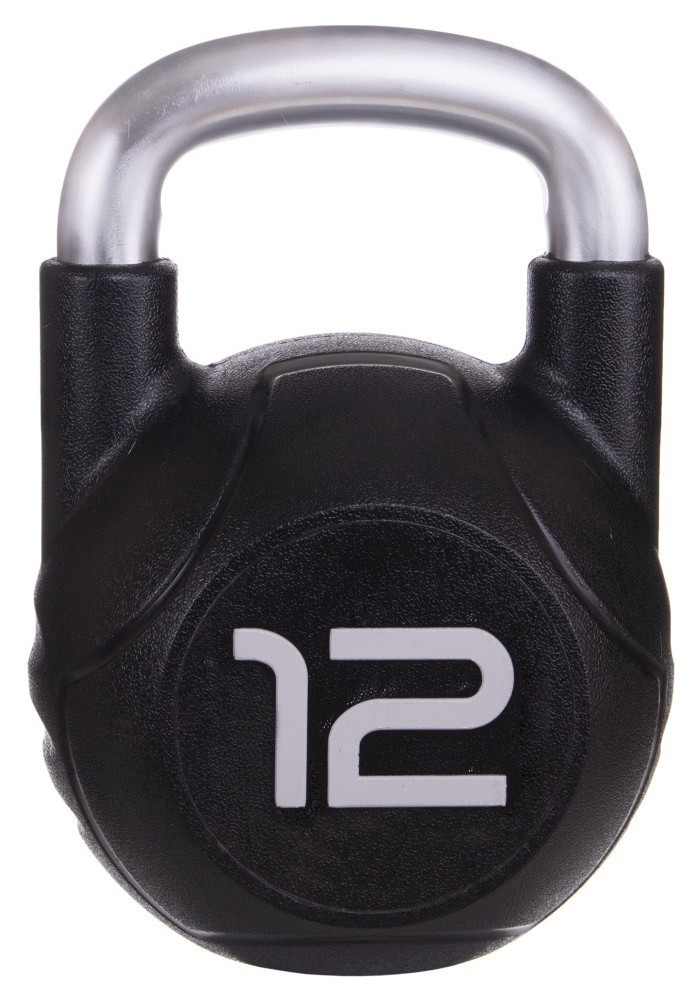 Гиря PU з хромованою ручкою Кросфіт Zelart TA-2681-12 12кг (MD2220-12) (PU, чорний), RNS_TA-2681-12