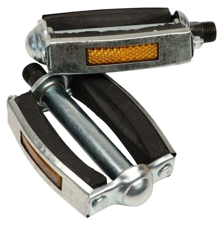 Педали Сталь + пластик 90*70мм VLT JD-061 серебристый с черным насыпным 14*1,25 AM (брендированная упаковка), PED-221