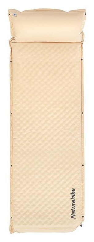 Самонадувающийся коврик одноместный с подушкой Naturehike CNK2300DZ014, 60 мм, бежевый., FNR_6976507663786