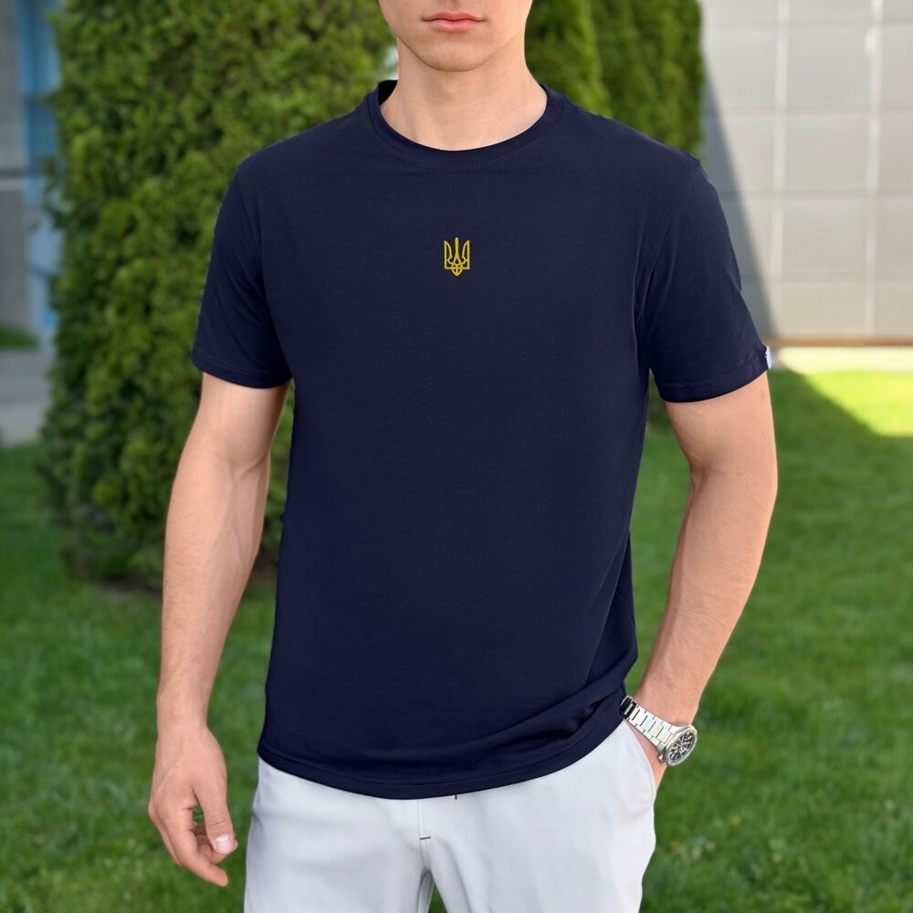 Футболка Pobedov Peremoga - Герб жовта вишивка Темно-синій L TSfu2 041Ldb, POB_00000007303