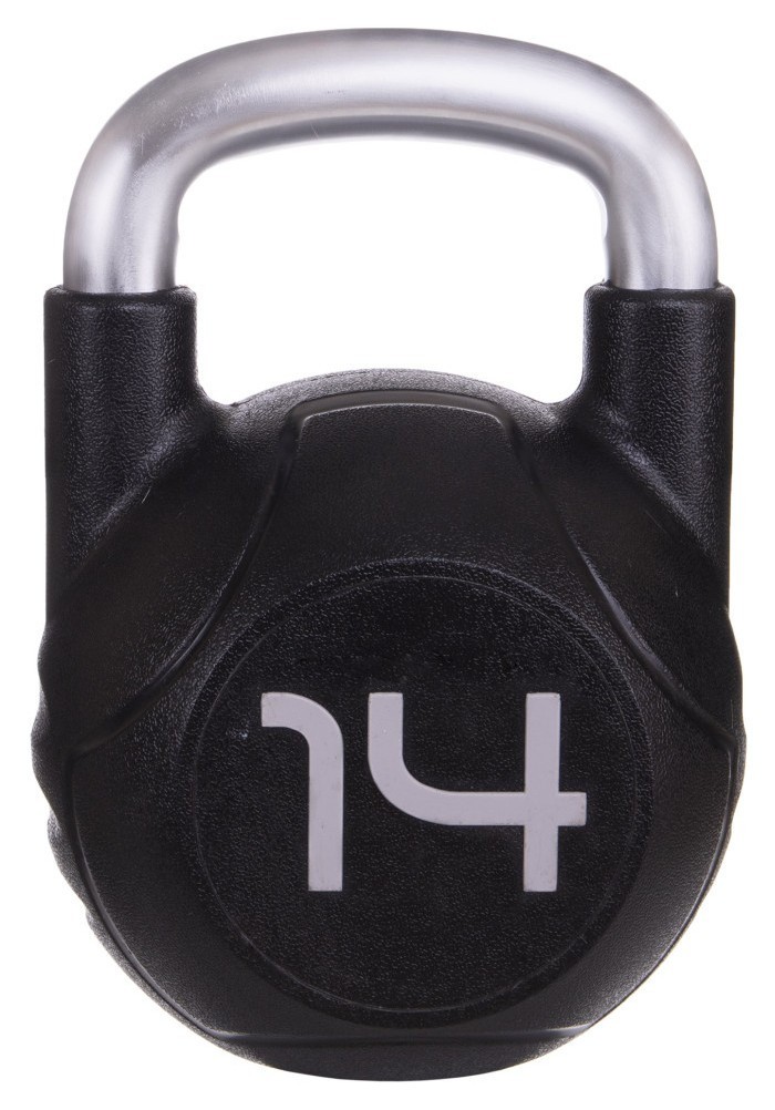 Гиря цільна з поліуретановим покриттям та хромованою ручкою Zelart TA-2681-14 14кг (MD2220-14) (метал, PU, чорний), RNS_TA-2681-14