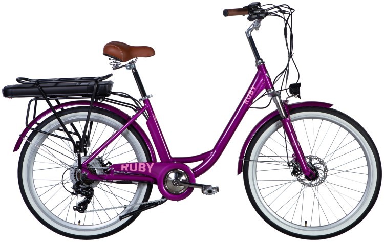 Велосипед з електроприводом 26" AL Dorozhnik eRUBY DD FR рама-17" 48B 12.5А*г 500Вт пурпурний YS 7809 2025, ELB-D-26-261