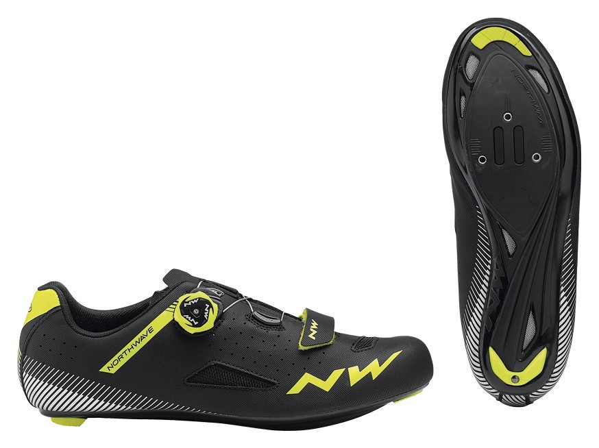 Туфли велосипедные Northwave CORE PLUS M 42 (9.5US) Black/yellow fluo (80191014) O, RCH_18385