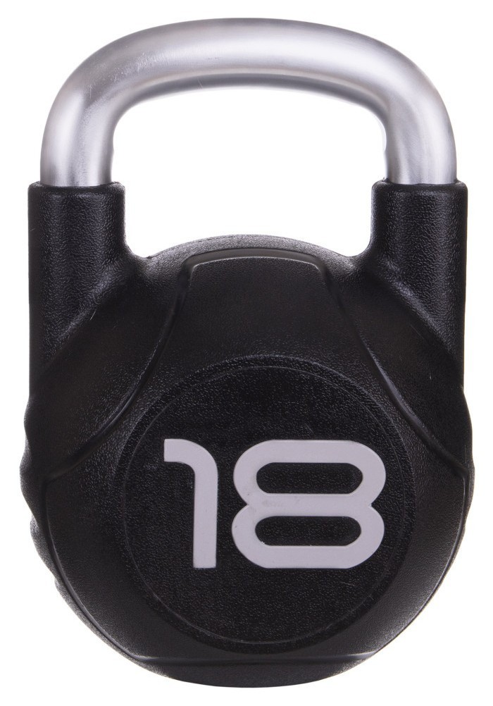 Гиря цільна з поліуретановим покриттям та хромованою ручкою Zelart TA-2681-18 18кг (MD2220-18) (метал, PU, чорний), RNS_TA-2681-18