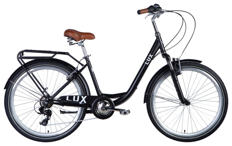 Велосипед уцененный ST 26" Dorozhnik LUX Vbr FR рама-17" черный (матовый) 2024, STK-D-26-278
