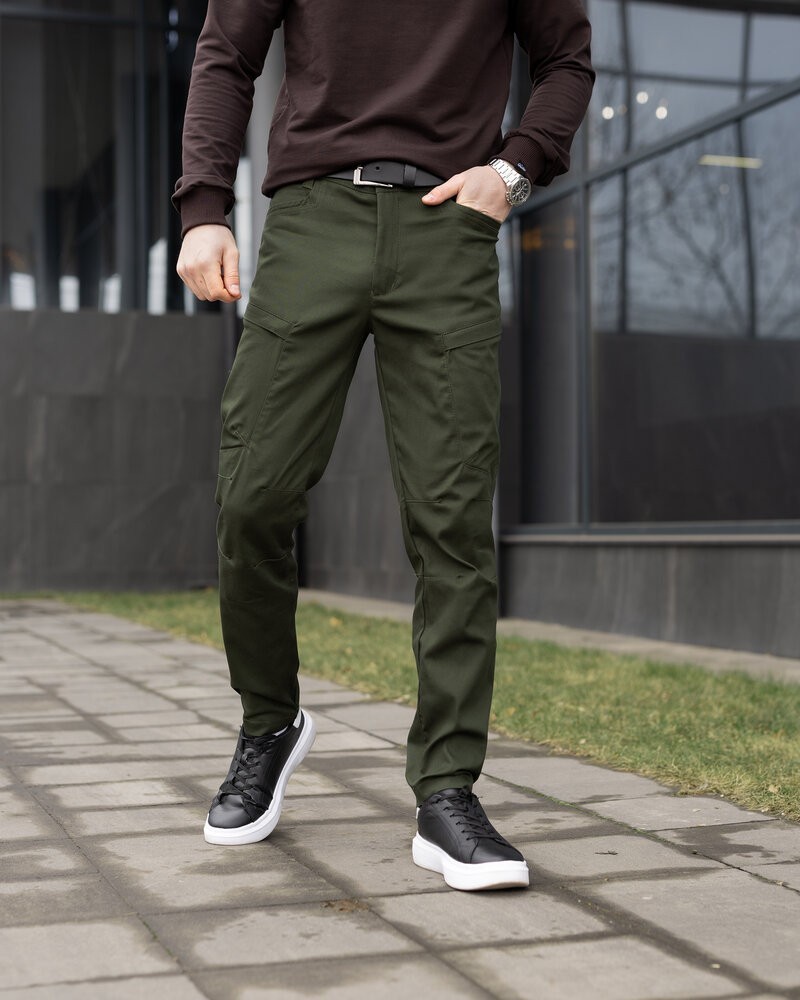 Чоловічі базові котонові штани карго демісезонні хакі Pobedov Skystone, POB_00000008558