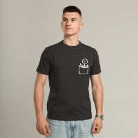 Футболка чоловіча однотонна темно-сіра Pobedov Peremoga - наклейка Чоловічок з факами