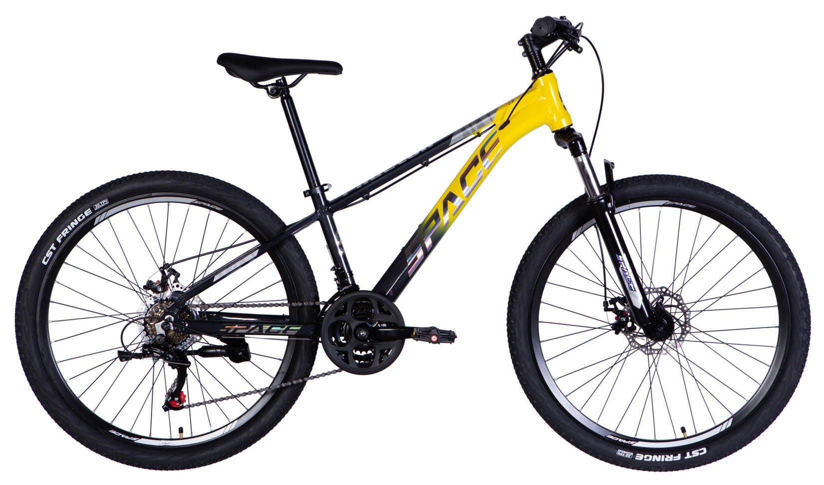 Велосипед AL 26" SPACE PHAETON DD FR рама-13" серо-желтый 2026, OPS-SP-26-093