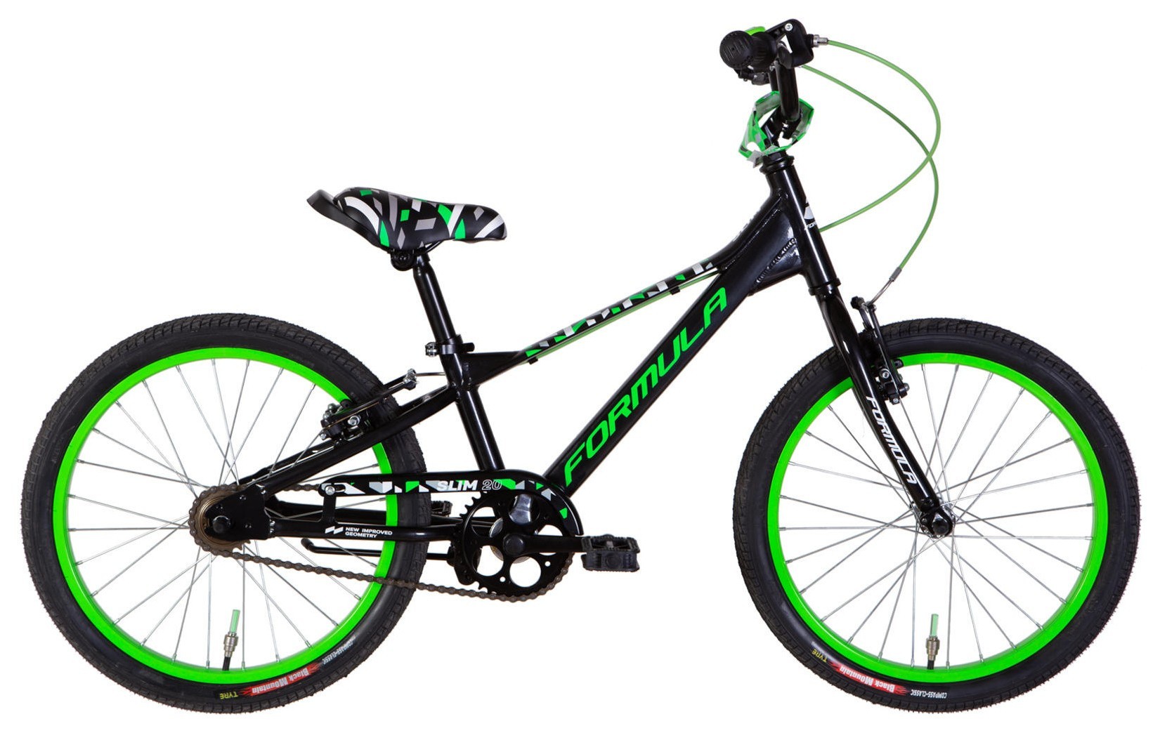 Велосипед AL 20" Formula Kid SLIM BH рама-10" черный с зеленым 2026, OPS-FRK-20-259