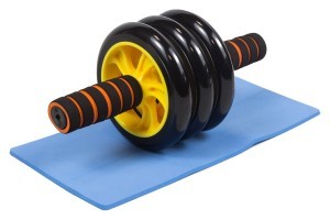 Ролик для пресу EasyFit з килимком Жовтий (3 колеса)