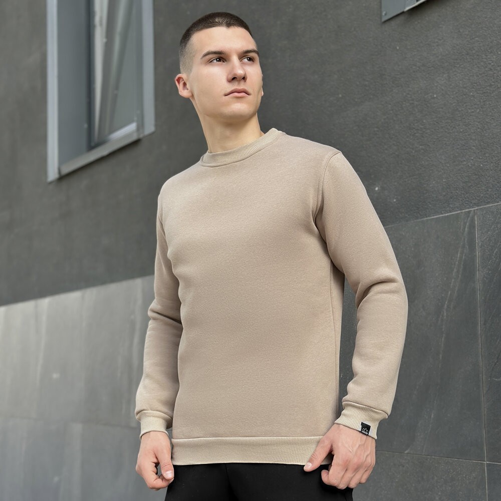 Світшот чоловічий однотонний пісочний Pobedov 007 ЗИМА, POB_00000000663