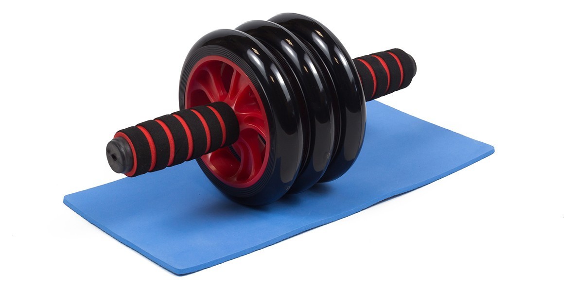 Ролик для пресса EasyFit с ковриком Красный (3 колеса), EFIT_EF-1353-R