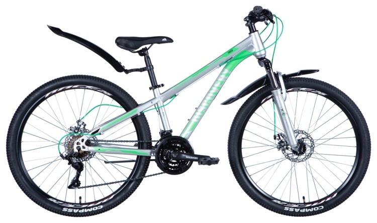 Велосипед ST 26" Discovery TREK AM DD рама- с крылом Pl 2024 (серебристый), OPS-DIS-26-557