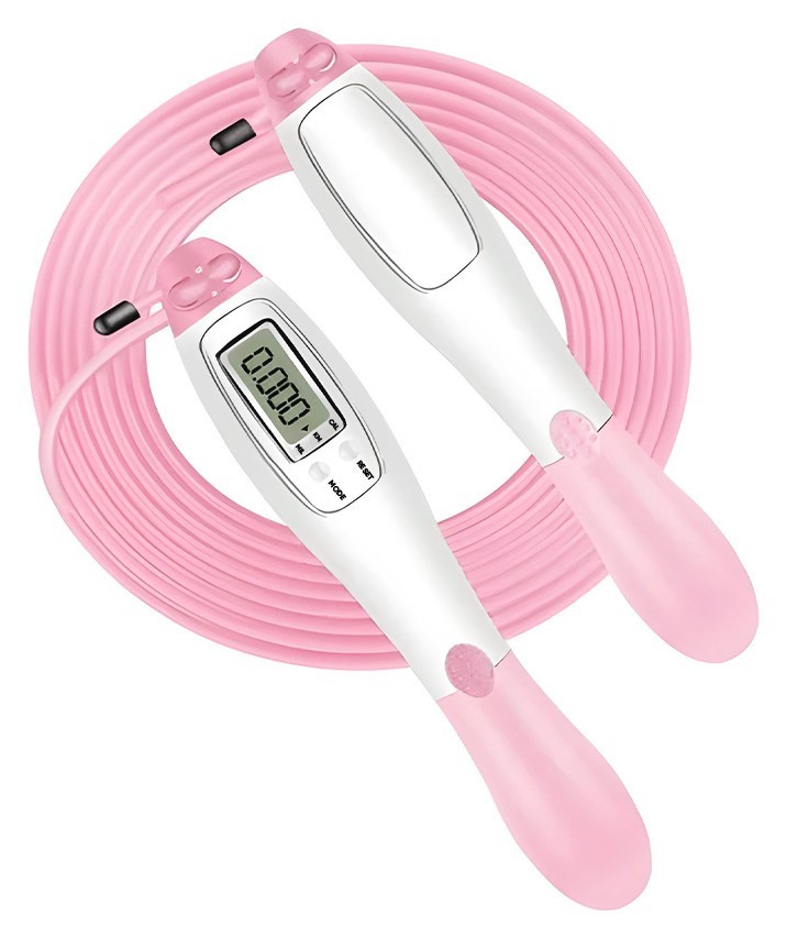 Швидкісна скакалка з лічильником EasyFit білий-рожевий, EFIT_EF-1916-WP