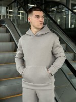 Тепле чоловіче худі на флісі з капюшоном сталеве Pobedov 008 ЗИМА