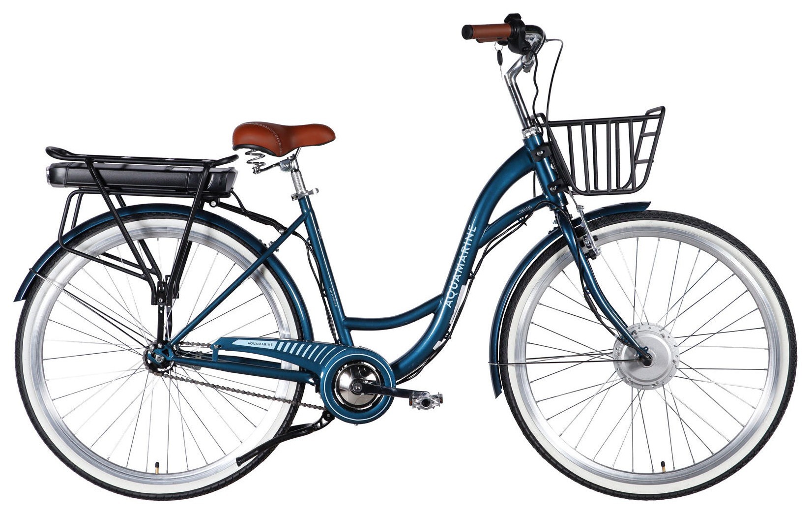 Велосипед уцененный с электроприводом 28" ST Dorozhnik eAQUAMARINE BH рама-19" 36B 13А*г 500Вт темно-синий с корзиной 2026, STK-D-28-632