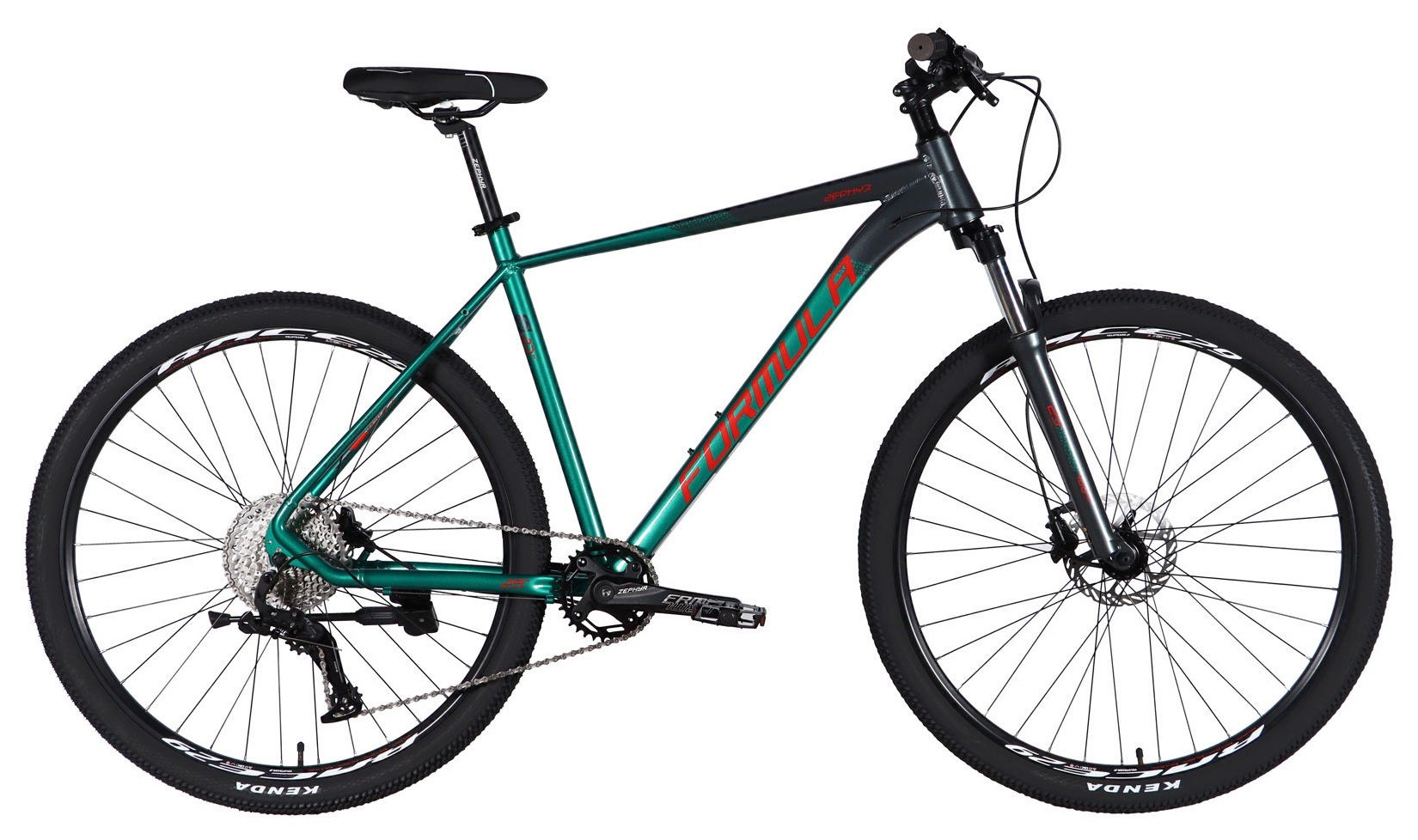 Велосипед AL 29" Formula ZEPHYR 1.0 HDD рама-21" темно-сріблястий з зеленим 2026, OPS-FR-29-453