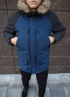 Парка чоловіча зимова середня на котоні з капюшоном Pobedov seniora udacha