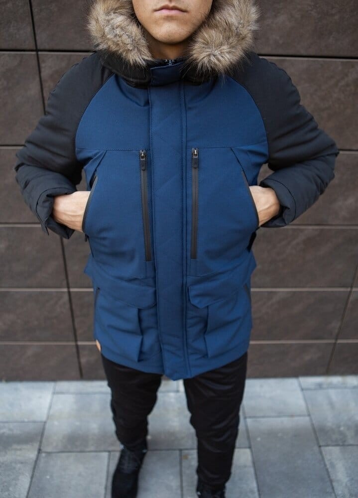 Парка чоловіча зимова середня на котоні з капюшоном Pobedov seniora udacha, POB_00000007177