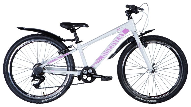 Велосипед 24" Discovery QUBE Vbr 2024 (бело-розовый (м)), OPS-DIS-24-359