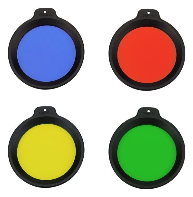 Набір із 4 фільтрів (синій, жовтий, зелений, червоний) для ліхтарів Fenix серії HT18 (у комплекті є сумка для зберігання), FNR_AOF-18