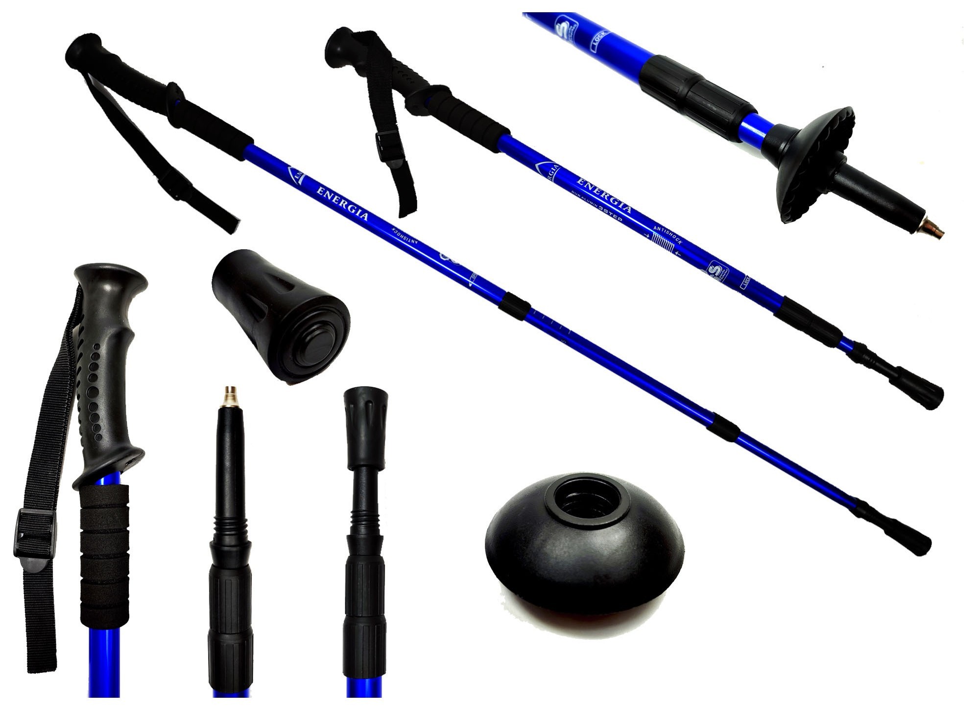 Палка для скандинавской ходьбы EasyFit Energia синяя, EFIT_EF-3924-BL