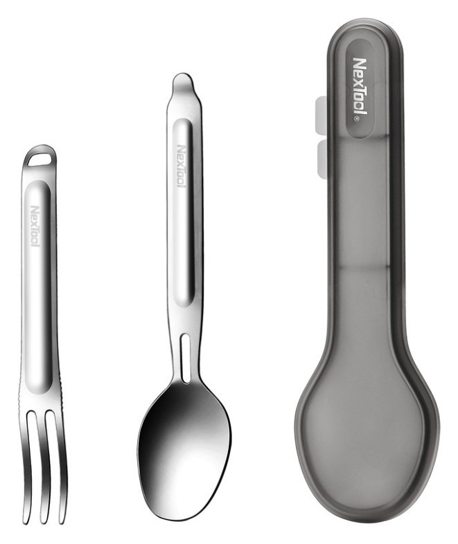 Туристичний набір ложка-виделка NexTool Portable Stainless Steel Tableware, нержавіюча сталь, FNR_NE20133