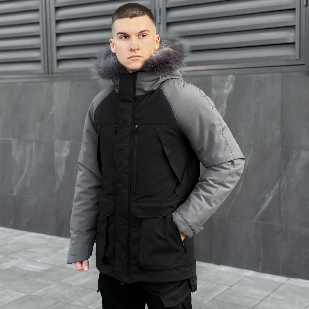 Парка чоловіча зимова з капюшоном Pobedov Seniora Udacha Gray, POB_00000005693