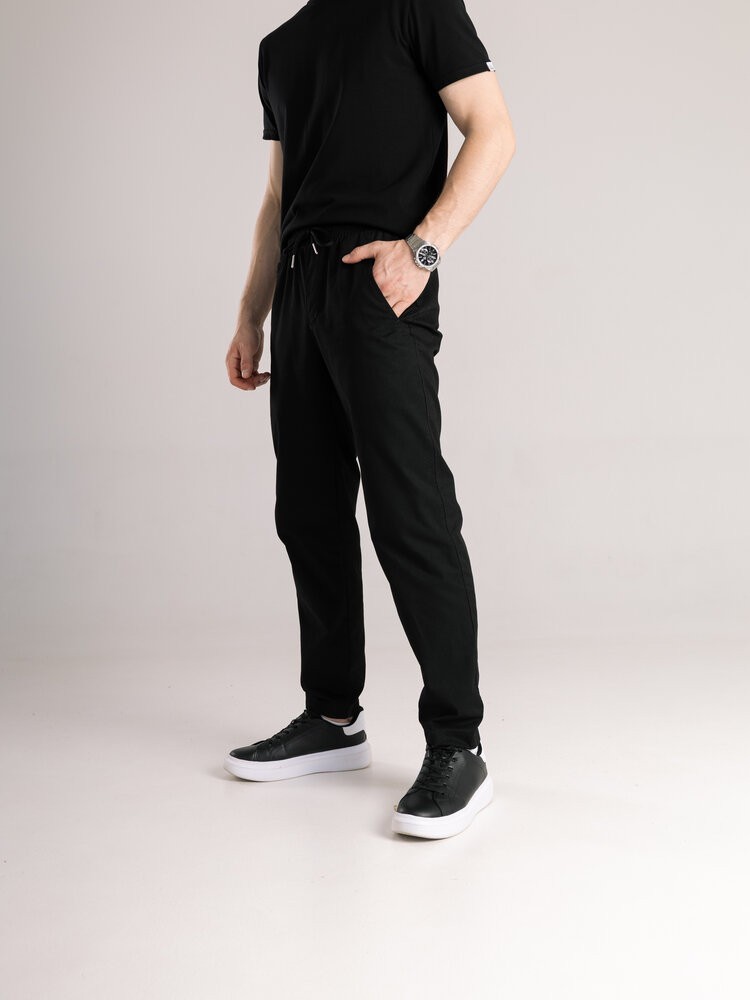 Чоловічі чорні штани демісезонні котонові прямого крою Pobedov Step BATAL, POB_00000009128