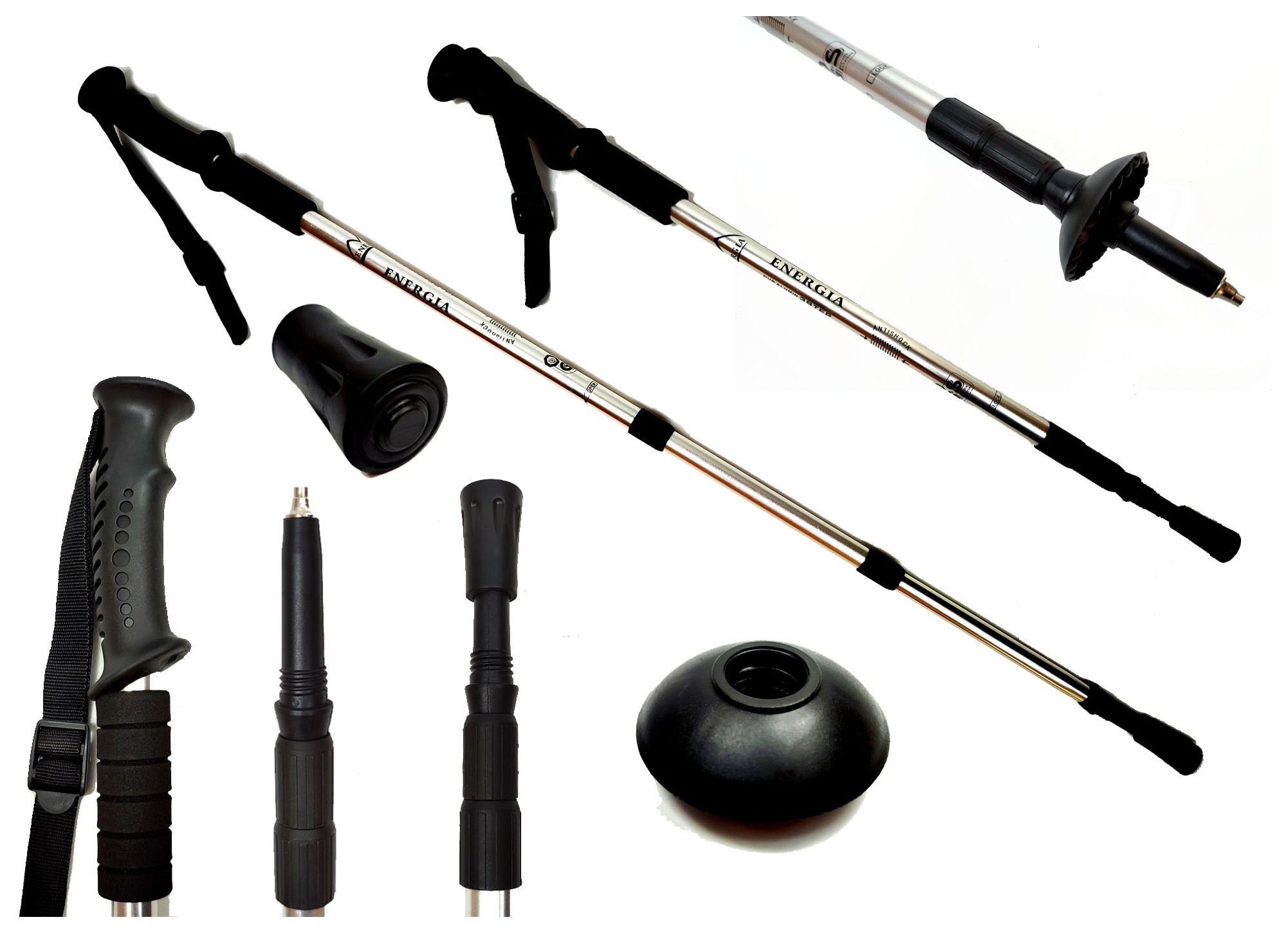 Палка для скандинавской ходьбы EasyFit Energia серая, EFIT_EF-3924-GY