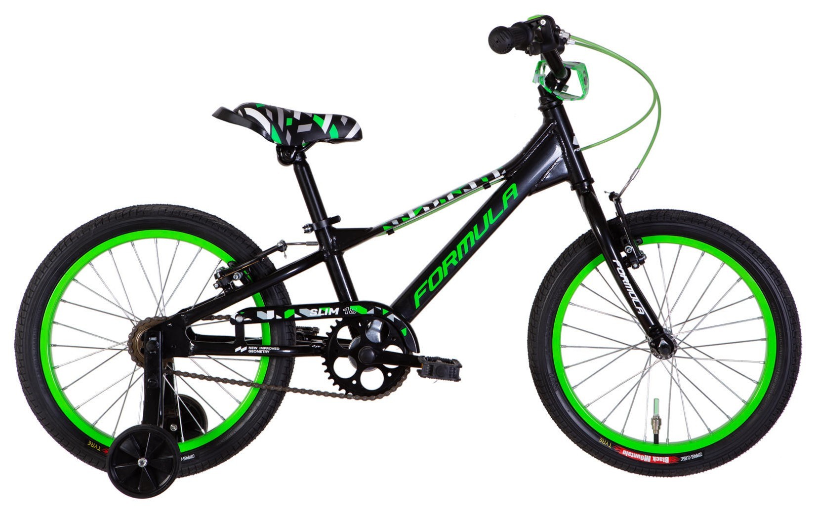 Велосипед AL 18" Formula Kid SLIM BH рама-9" чорний з зеленим 2026, OPS-FRK-18-186