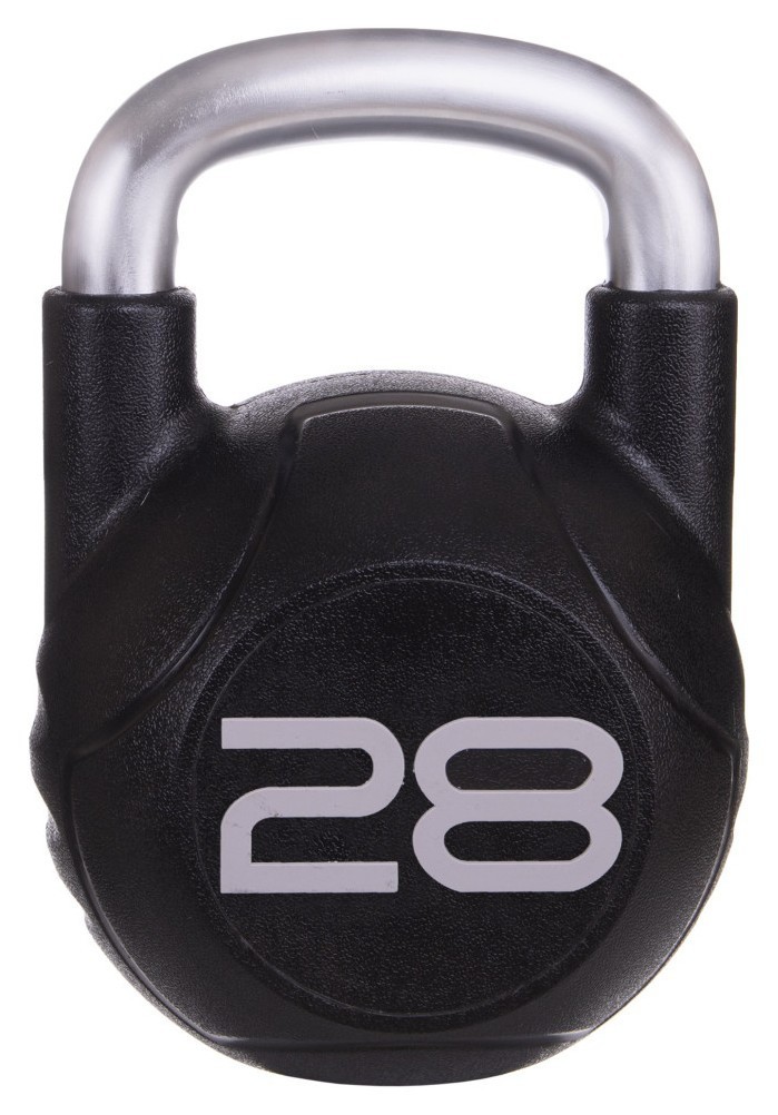 Гиря цільна з поліуретановим покриттям та хромованою ручкою Zelart TA-2681-28 28кг (MD2220-28) (метал, PU, чорний), RNS_TA-2681-28