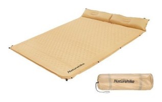 Матрас туристический с подушкой, самонадувающийся двухместный Naturehike CNH22DZ013,196x132x3 см, желтый