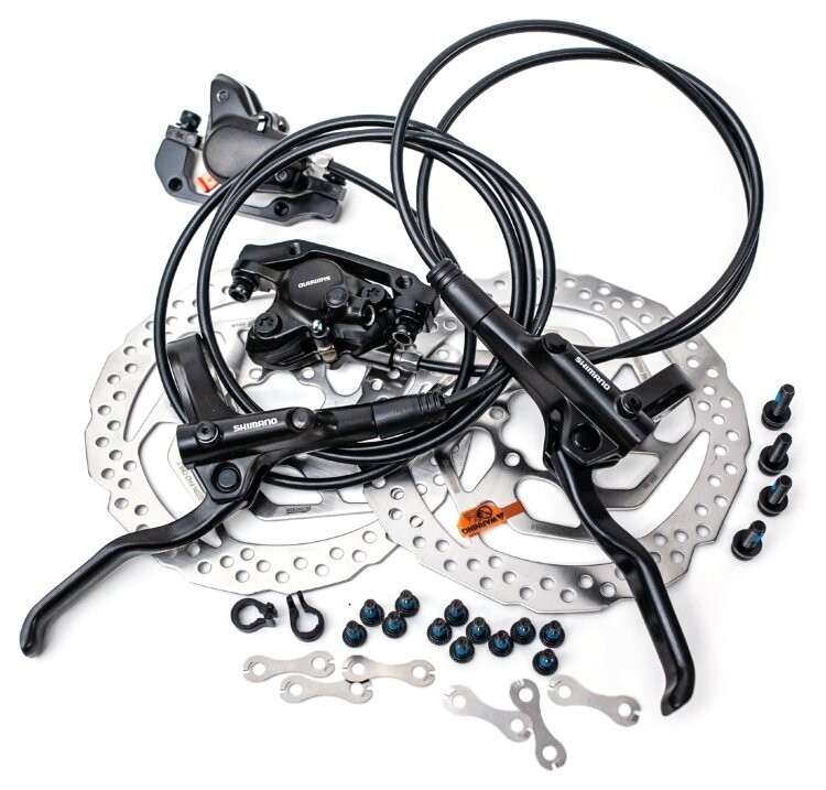 Гальма диск. гідравл. SHIMANO BR-MT200 пер.850/зад.1450мм комплект із роторами 160мм, DISC-042