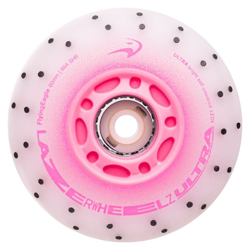 Светящиеся колеса для роликов Flying Eagle Lazerwheelz Ultra+Sparks 88A 4 шт розовые 80 мм, ROL_12535_2