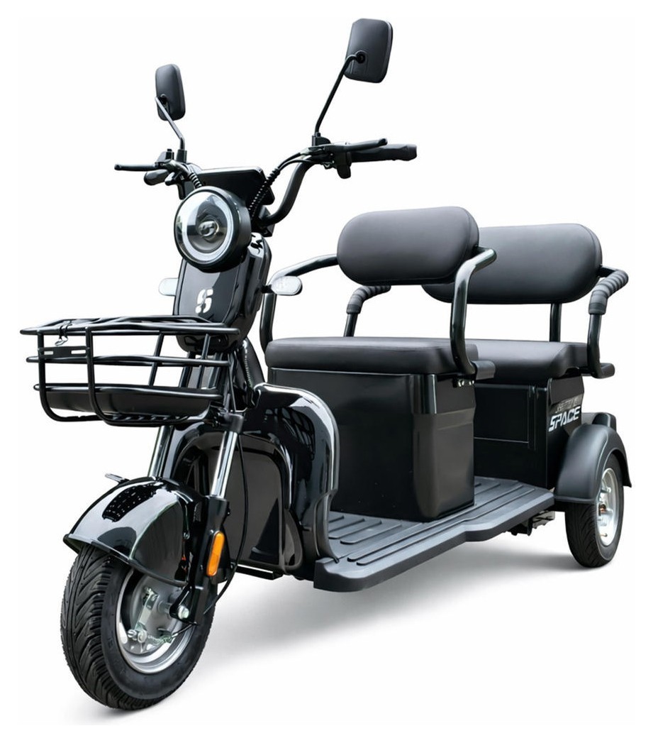 Електроскутер триколісний SPACE SHUTTLE XL 72B 1000Вт 20А*г барабан/барабан свинцево-кислотний чорний 2026, ESC-084